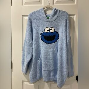 Cookie Monster Sesame Street Oversized Cozy Soft Lounge Hoodie